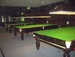 The 3 full size tables in the Snooker Room